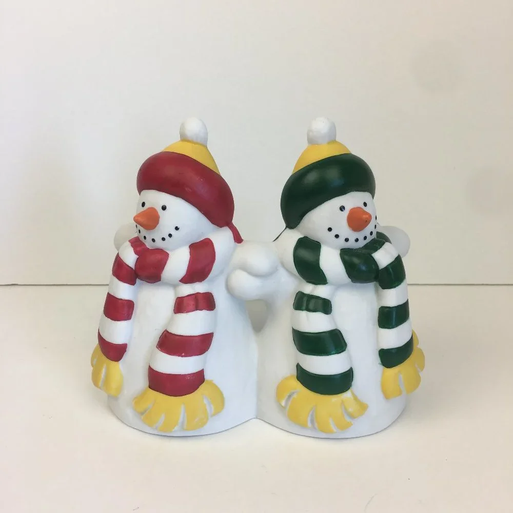 Vtg Partylite Snowman Xmas‎ Pillar Candle Holder